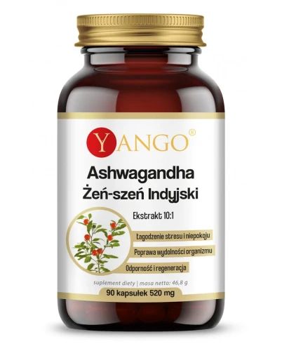 Ashwagandha - ekstrakt 10:1 - zdrowe serce i głowa - 90 kaps.